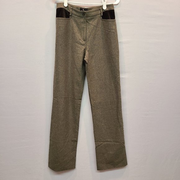 entro Pants - Entro Pants Green Wool Trousers Womens 6 Italian 42